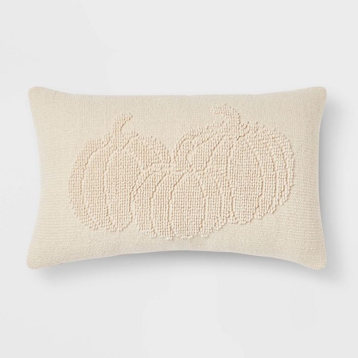 Loop Pumpkin Lumbar Throw Pillow Cream - Threshold&#8482; | Target