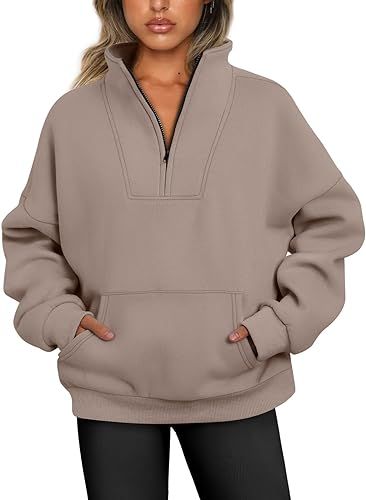 Trendy Queen Sweatshirts Half Zip Pullover Quarter Zip Oversized Hoodies Sweaters Comfy Fall Outf... | Amazon (US)