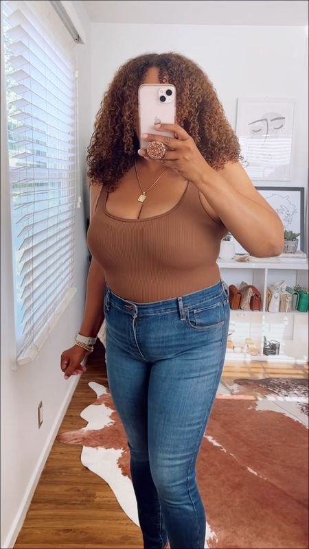 This skims inspired bodysuit is so good. You know what I will be doing next - getting more colors! Ha! Got this in a large 🤎

#LTKunder50 #LTKFind #LTKcurves