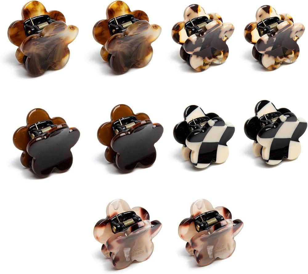 Small Hair Clips,Acetic Acid Flower Mini Claw Jaw Clips,No-Slip Cute Decoration Buns Clip,Pining ... | Amazon (US)