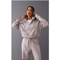 Petite Ash Grey Cropped Zip Up Hoodie | PrettyLittleThing US