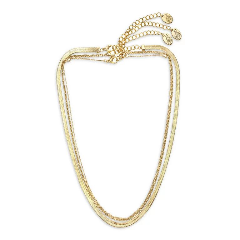 Women's Gold Chain Necklace Set, 3 Pieces - Walmart.com | Walmart (US)