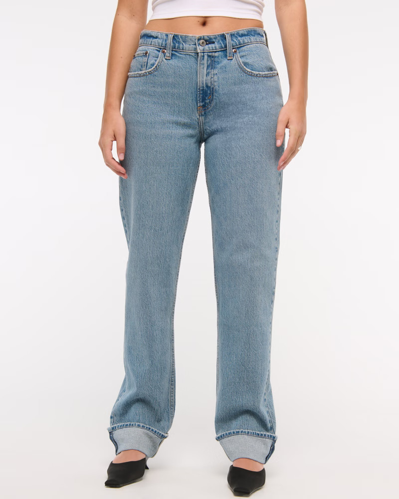 Women's Curve Love Mid Rise 90s Straight Jean | Women's Bottoms | Abercrombie.com | Abercrombie & Fitch (US)