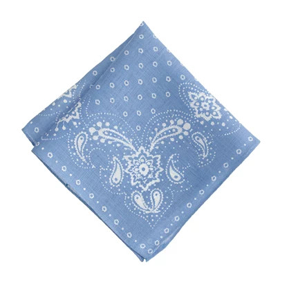 Italian linen pocket square in blue bandana print | J.Crew US