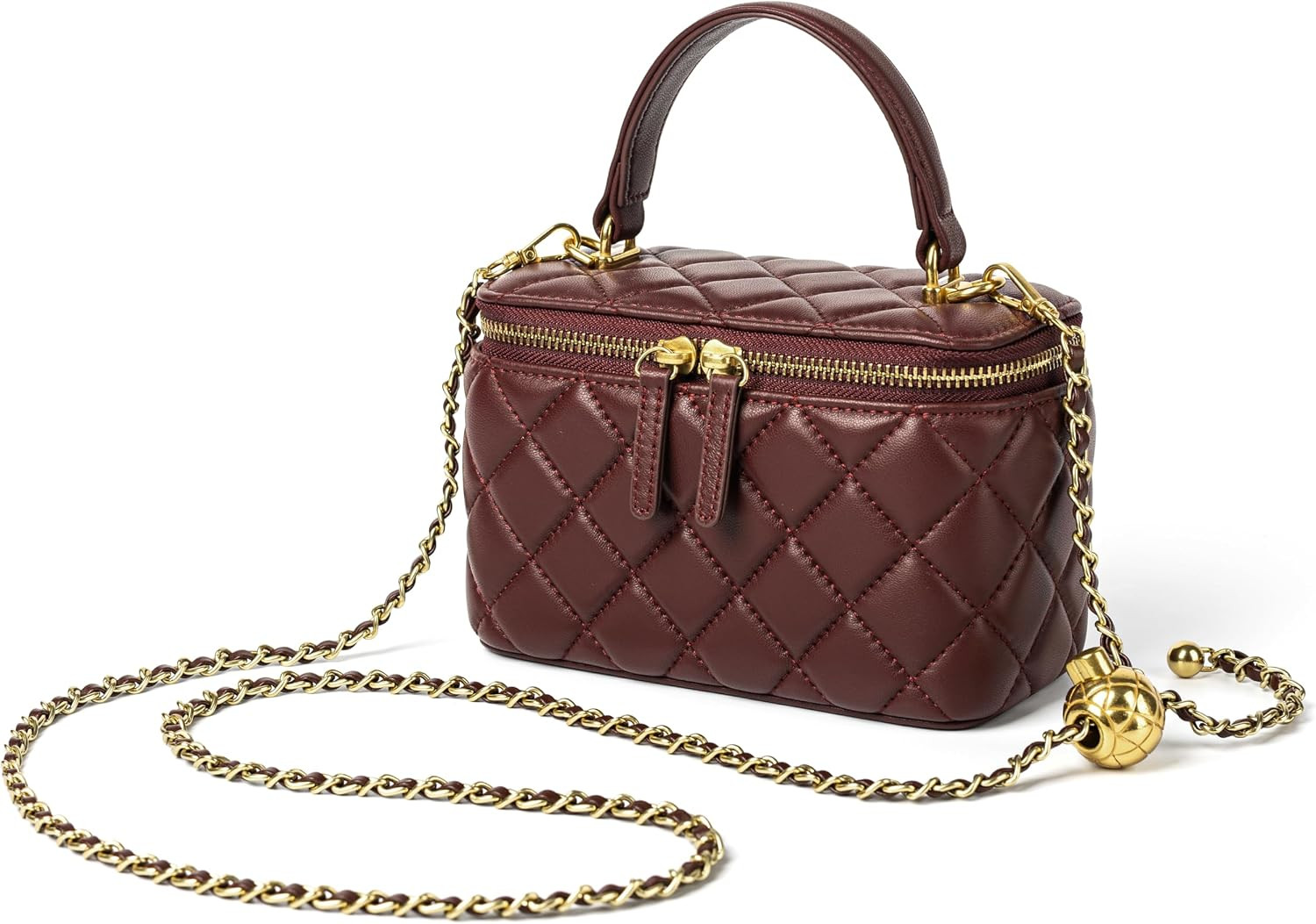 DORIS&JACKY Small Leather Crossbody Purse for Women Mini Top Handle Box Bag | Amazon (US)