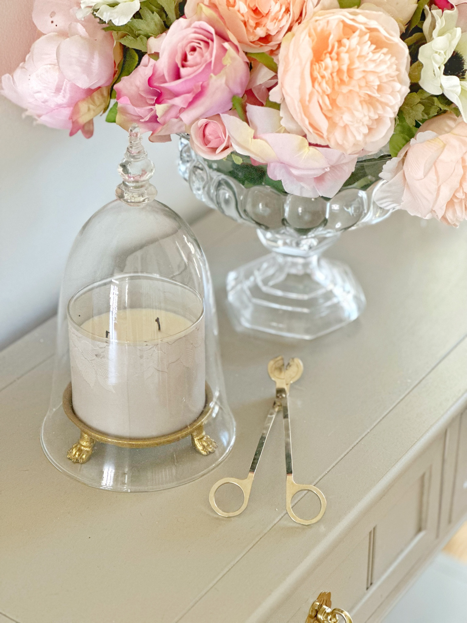 I love to use a cloche instead of a candle snuffer sometimes. Plus, they’re super pretty! 








Claw foot dish, amazon, Alice lane home, faux florals, peonies, roses, amazon, 

#LTKFind #LTKhome