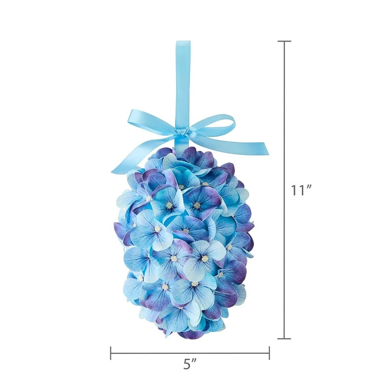 Hydrangea Egg Hanging Decoration, Blue, 7", Easter by Way To Celebrate | Walmart (US)