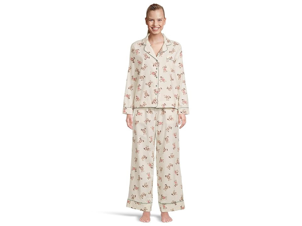 HONEYDEW Snooze Mode Long Pj Set Women's Pajama Sets Ivory Teddies : MD, Cotton | Zappos