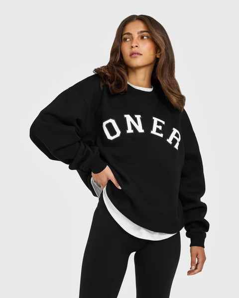 Foundations Oversized Oner Girlfriend Sweatshirt 
 Black | Oner Active (UK / US)