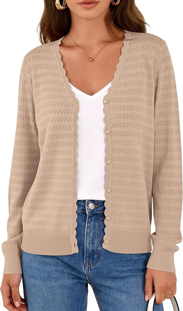 PRETTYGARDEN Lightweight Cardigans for Women Trendy Cozy Fall Fashion Long Sleeve Button V Neck S... | Amazon (US)