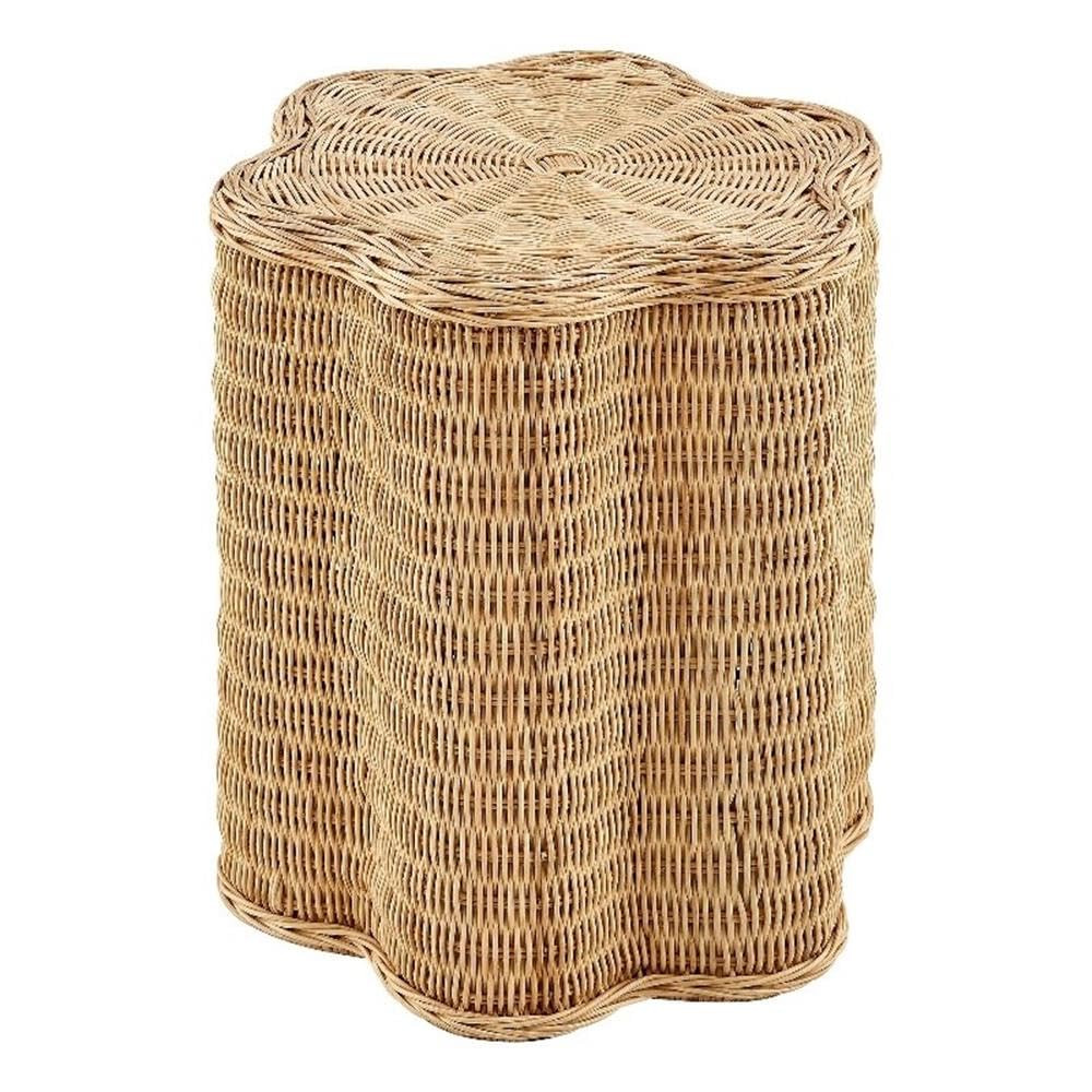 Modway Erika Scalloped Natural Rattan Side Table in Natural – 16 Inch Small Round Accent Stool ... | Amazon (US)
