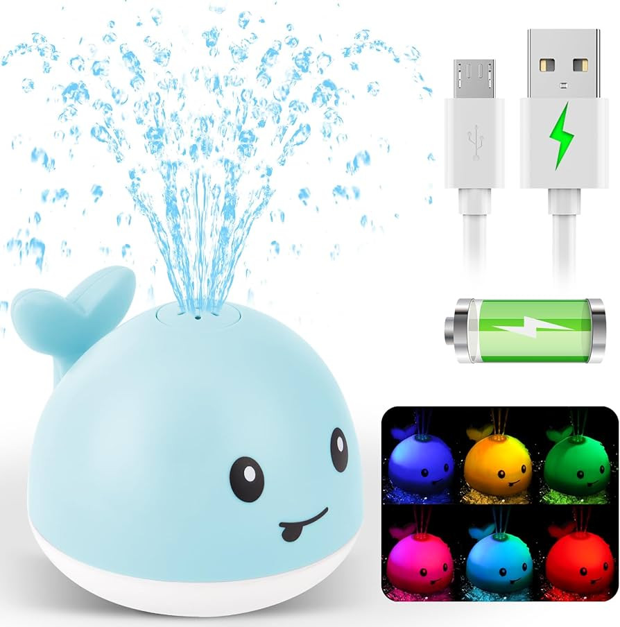 2024 Upgraded Baby Bath Toys, Rechargeable Bath Toys 6-12 Months Old, Light Up Whale Sprinkler Sp... | Amazon (US)
