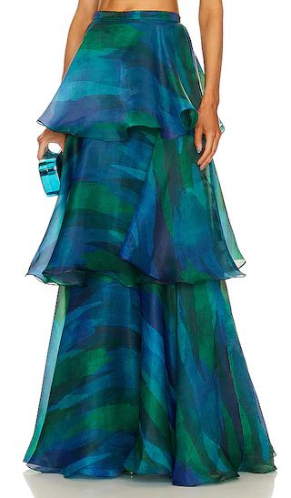 Faari Maxi Skirt in Aquarelle Green Print | Revolve Clothing (Global)