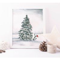 Winter Watercolor, Wonderland, Painting, Christmas Tree Poster, Wall Art, Holiday Prints, Gifts For  | Etsy (US)