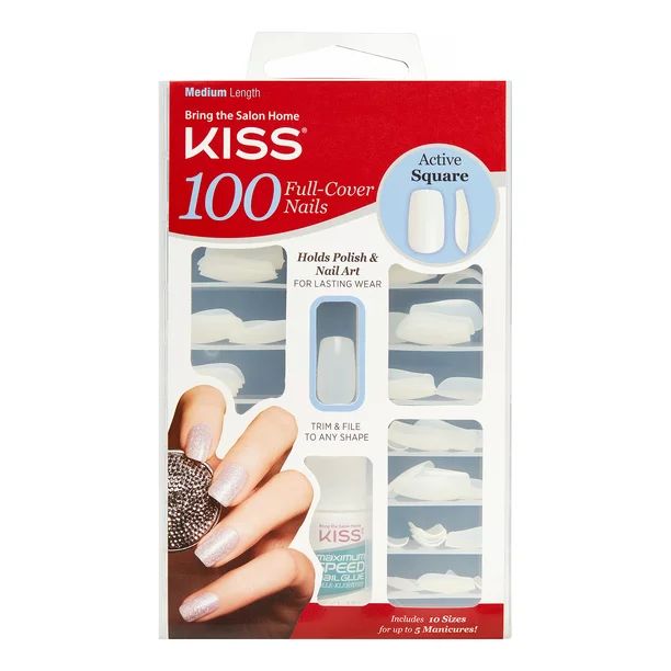 KISS 100 Full Cover Nails - Active Square | Walmart (US)