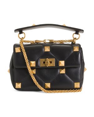 Made In Italy Leather Roman Studded Shoulder Bag | TJ Maxx