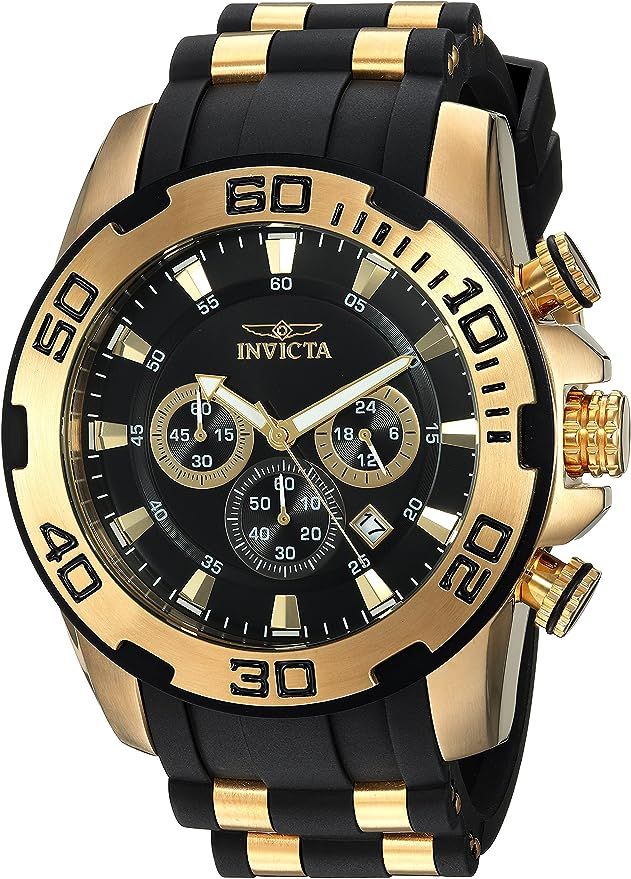 Invicta Men's Pro Diver Scuba 50mm Gold Tone Stainless Steel and Silicone Chronograph Quartz Watc... | Amazon (US)