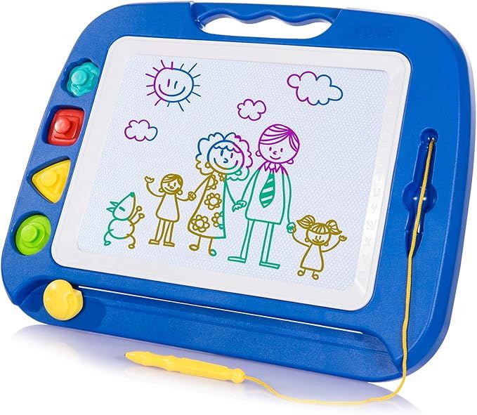 SGILE Magnetic Drawing Board Toy for Kids, Large Doodle Board Writing Painting Sketch Pad, Blue | Amazon (US)