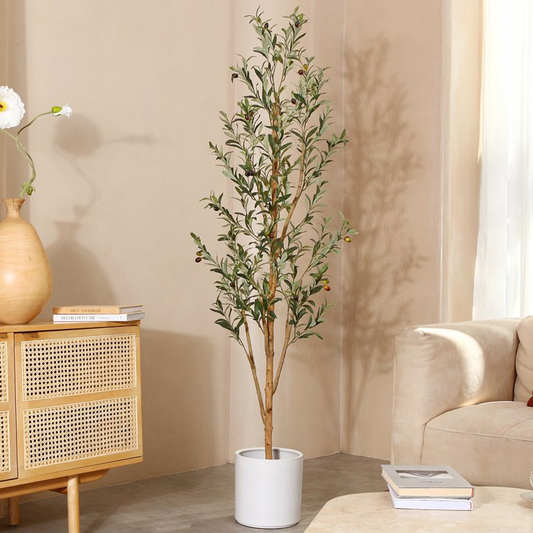 2 Pack 6 ft Artificial Olive Plants with Realistic Leaves and Natural Trunk, Silk Fake Olive Tree... | Walmart (US)