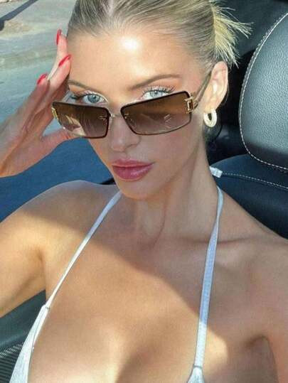 1pc Y2K Women's Fashionable Hollow Out Fashion Glasses, Metal Retro Punk Style Outdoor Street Photography, INS Show Decoration, Versatile Sunshade Suitable For Daily, Vacation And Travel Use Beach Accessories For Women Glasses Shades | SHEIN