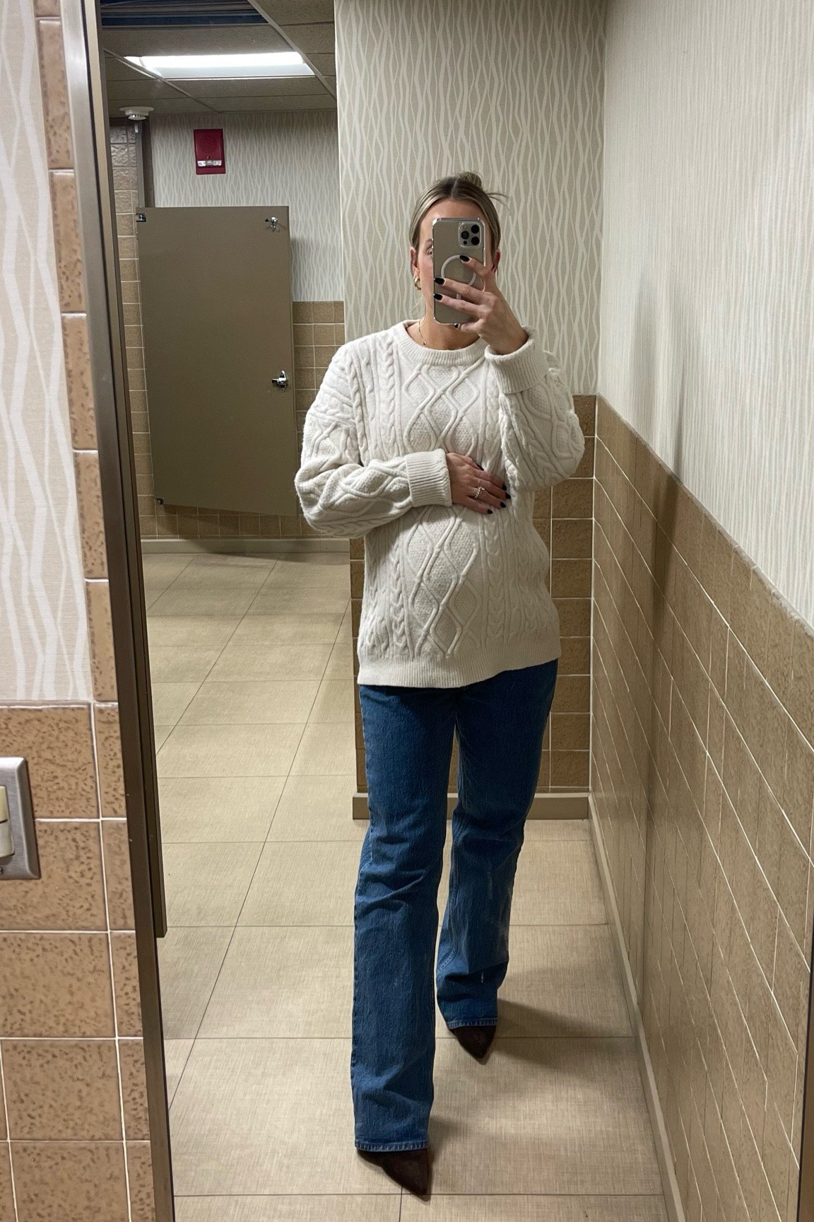 27 weeks pregnant
Casual work outfit inspo
Jeans are non maternity but sized up and they’ve fit for so long!
Amazing amazon sweater high qualityy
Winter heels 

#LTKBump #LTKFindsUnder100 #LTKFindsUnder50