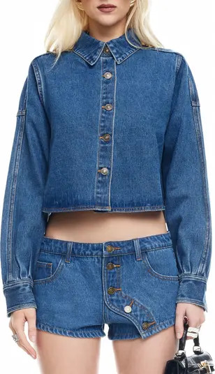 Sundrenched Denim Crop Button-Up Shirt | Nordstrom