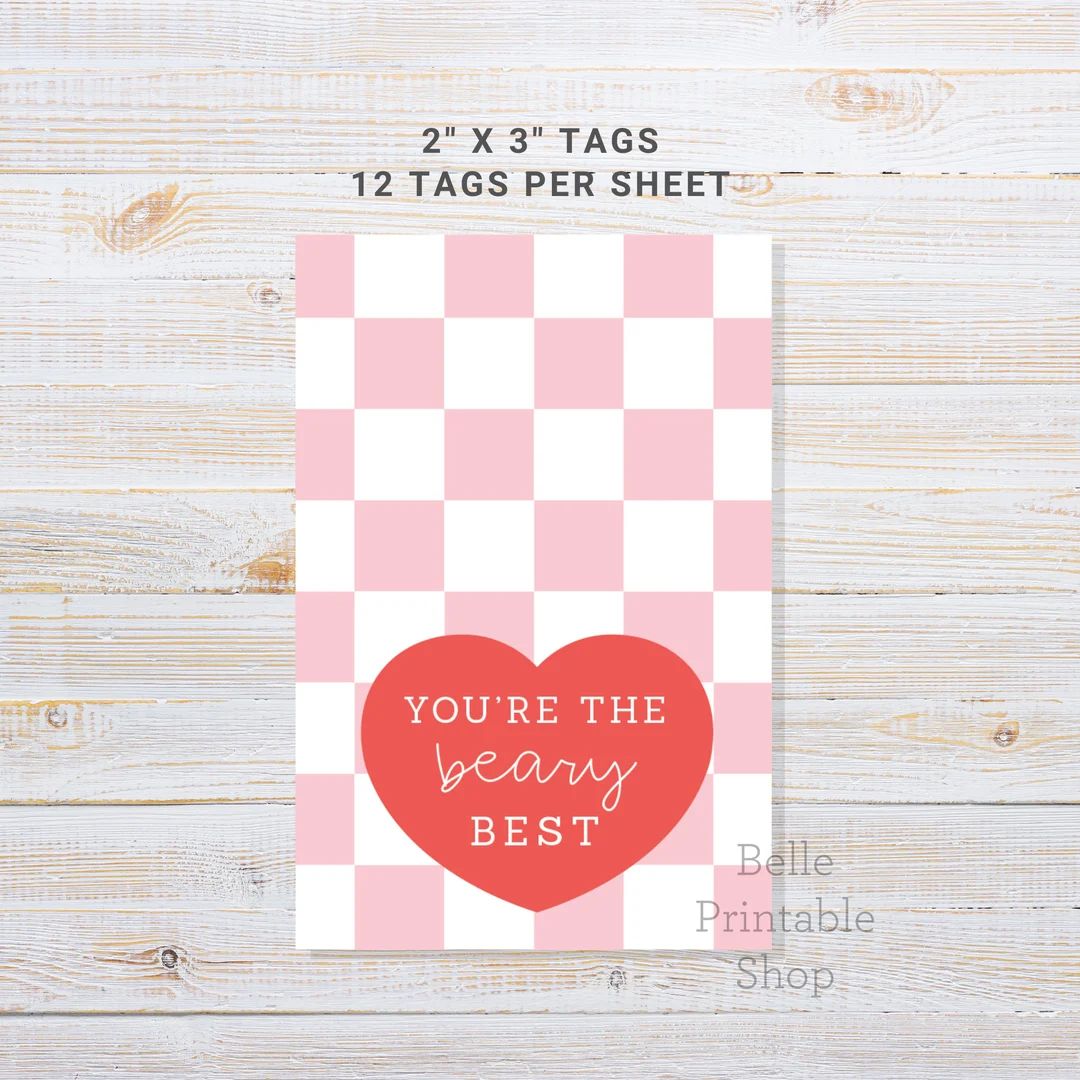 Printable 2 X 3 Rectangle Valentine Cookie Tag You're the Beary Best Instant PDF Download - Etsy | Etsy (US)