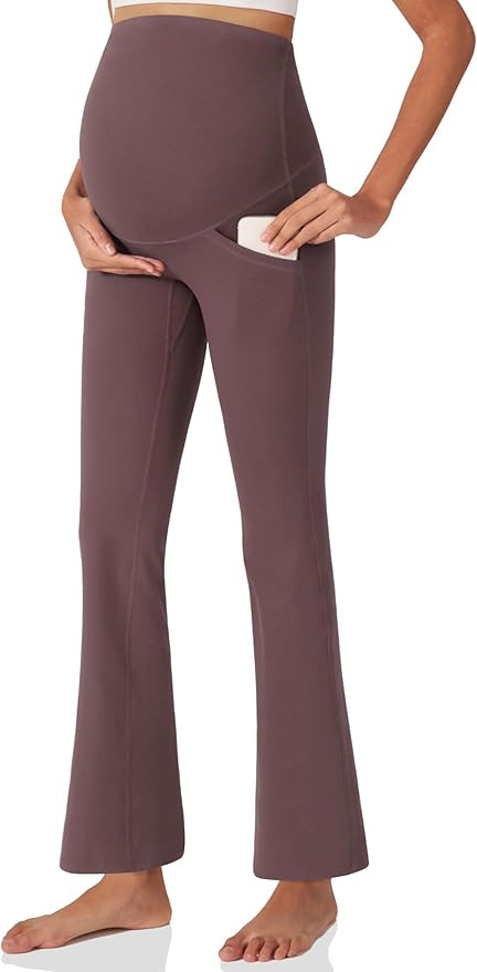 POSHDIVAH Women's Maternity Yoga Pants Work Lounge Stretchy Bootcut Flare Pants Pregnancy Dress T... | Amazon (US)