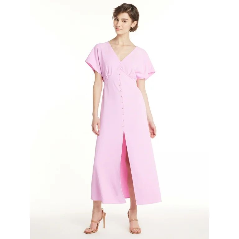 Label Rail x WhatSmitaFound Women's Button Down Maxi Dress with Short Sleeves, Sizes 4-16 | Walmart (US)