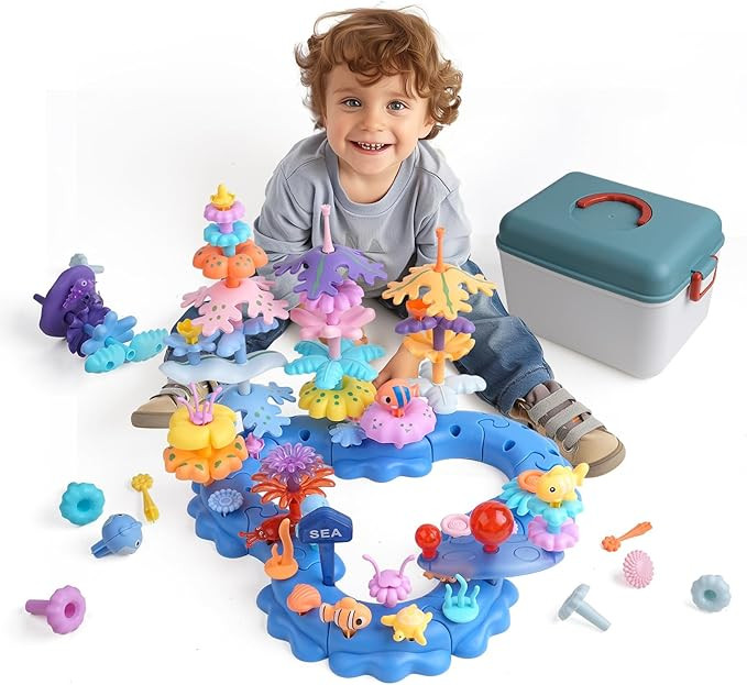 96PCS Ocean Adventures DIY Building Stacking Toys Set,Educational STEM Toy Gift for Kids with Org... | Amazon (US)