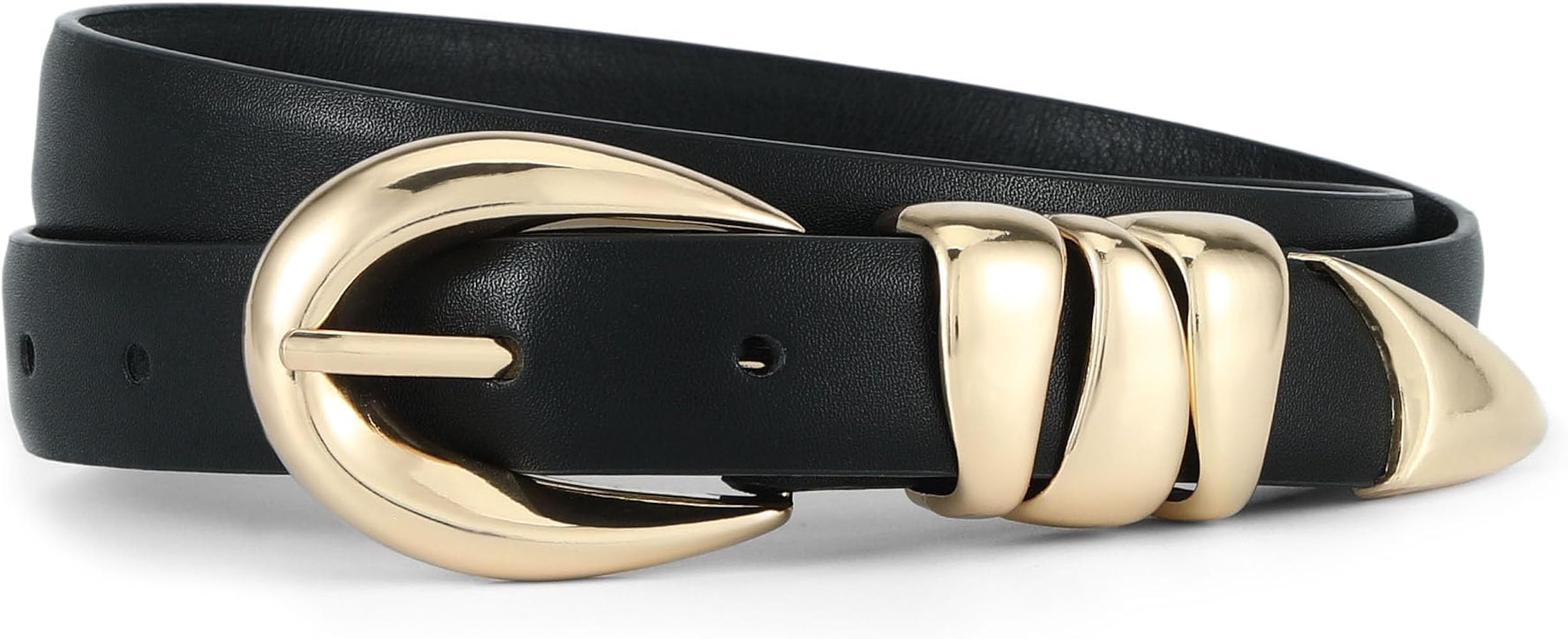 HOTWILL Women Skinny Belt for Jeans Dress Pants Ladies Fashion Faux Leather Waist Belt with Gold ... | Amazon (US)