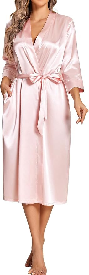 Ekouaer Silk Robes for Women Long Satin Bride Bridesmaid Wedding Party Robes Lightweight Sexy Sle... | Amazon (US)