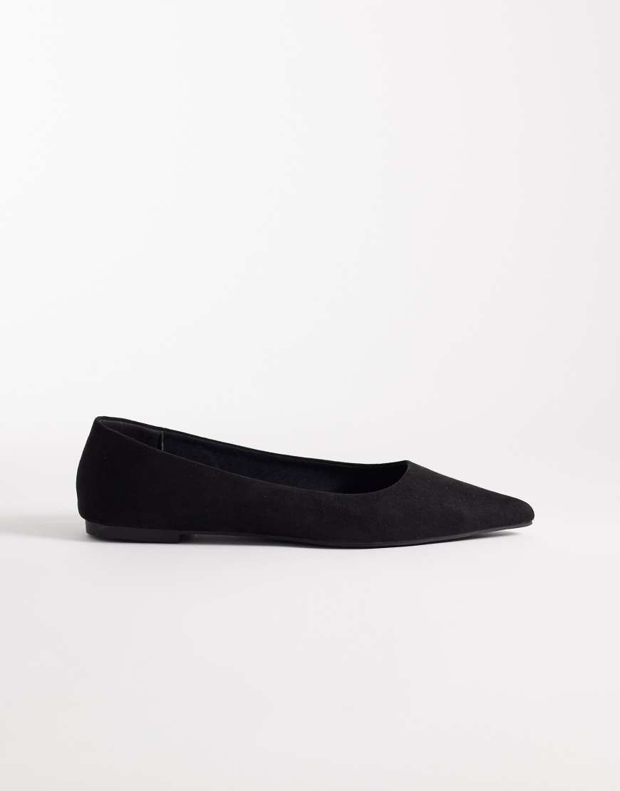 ASOS DESIGN Lucky pointed ballet flats in black suedette | ASOS (Global)