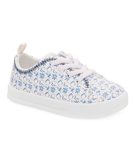OshKosh B'gosh White & Blue Faded Floral Geo Lola Sneaker - Girls | Zulily