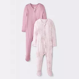 Baby Girls' 2pk So Very Soft Floral Modal Long Sleeve Sleep N' Play Footed Pajamas - Cloud Island... | Target