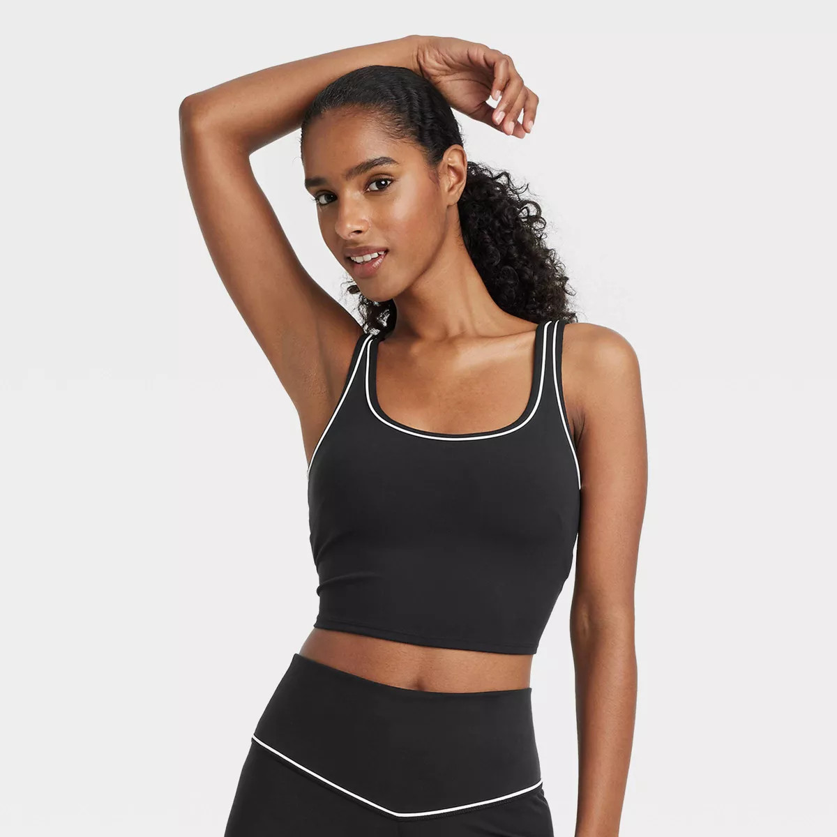 Women's Tipped Cropped Sports Bra - JoyLab™ Black S | Target