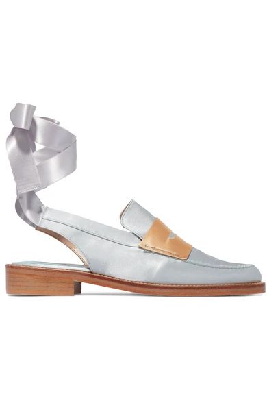 MR by Man Repeller - Two-tone Satin Loafers - Silver | NET-A-PORTER (US)