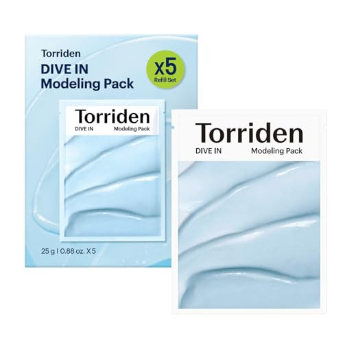 Torriden DIVE IN Modeling Mask (pack of 5) | Intensive Hydration and Cooling | 5D Hyaluronic Acid Complex, Glucose & Algin, Kaolin | Amazon (US)