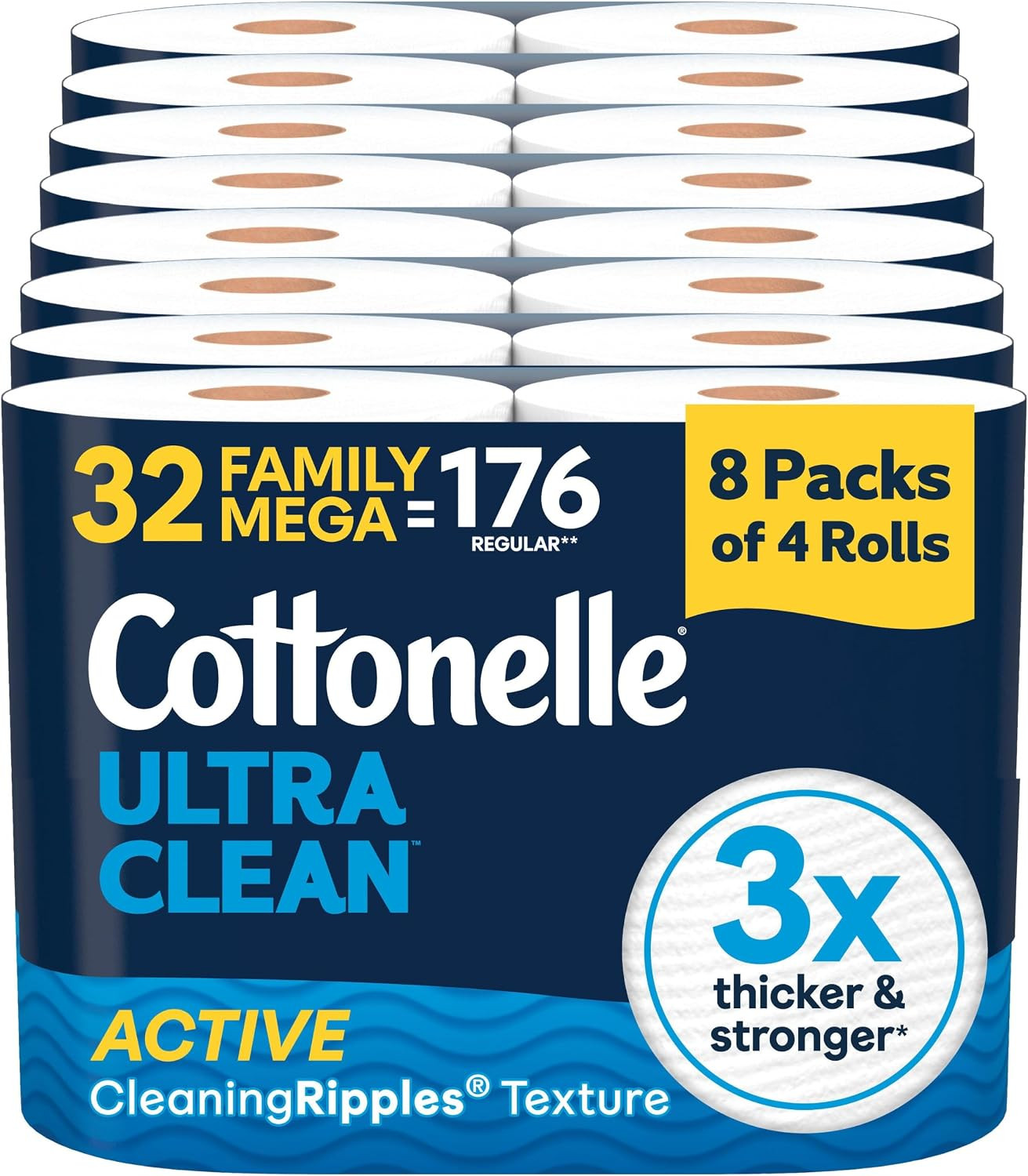 Cottonelle Ultra Clean Toilet Paper, 32 Family Mega Rolls=176 Regular Rolls | Amazon (US)