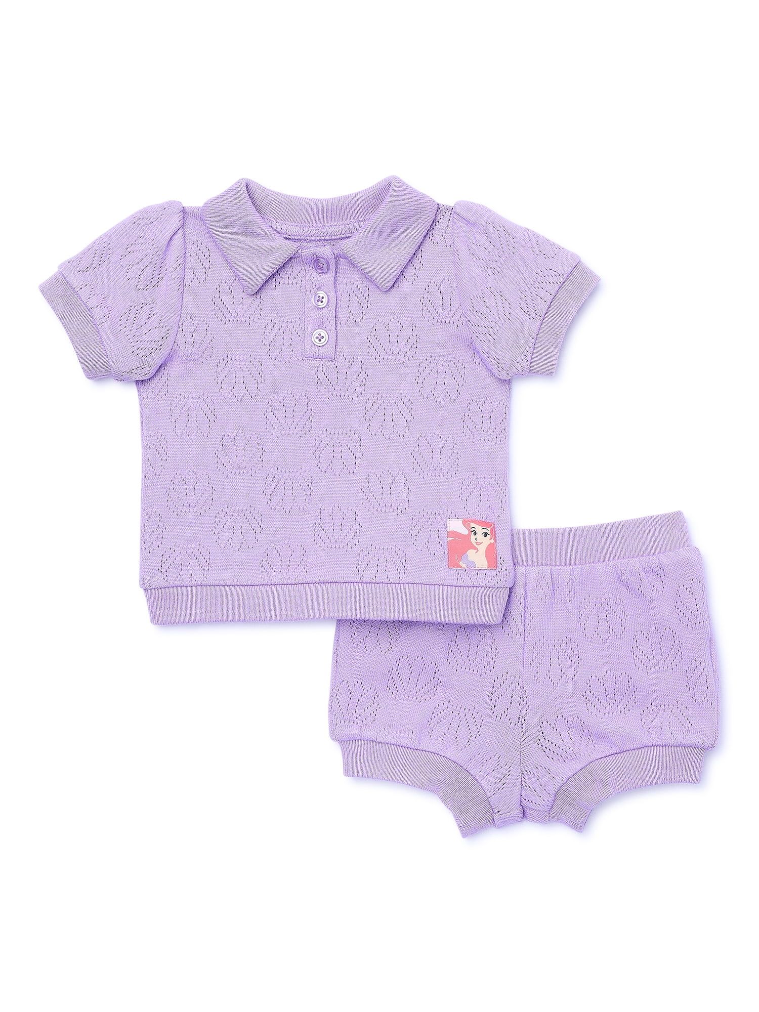 Disney Baby Girls Polo and Terry Short Set, 2-Piece, Sizes 0-18 Months | Walmart (US)