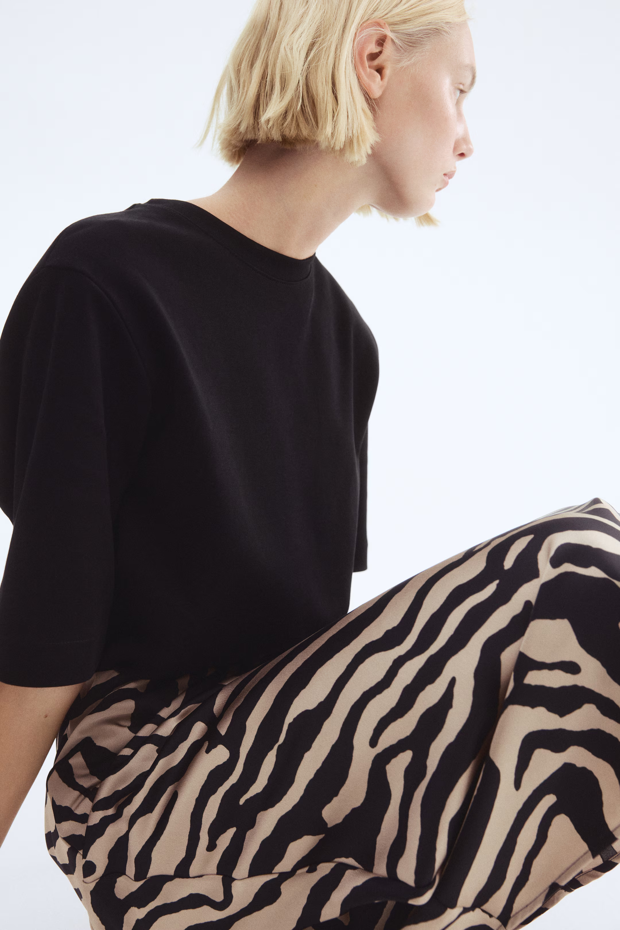 Midi skirt - Light beige/Zebra print - Ladies | H&M GB | H&M (UK, MY, IN, SG, PH, TW, HK)