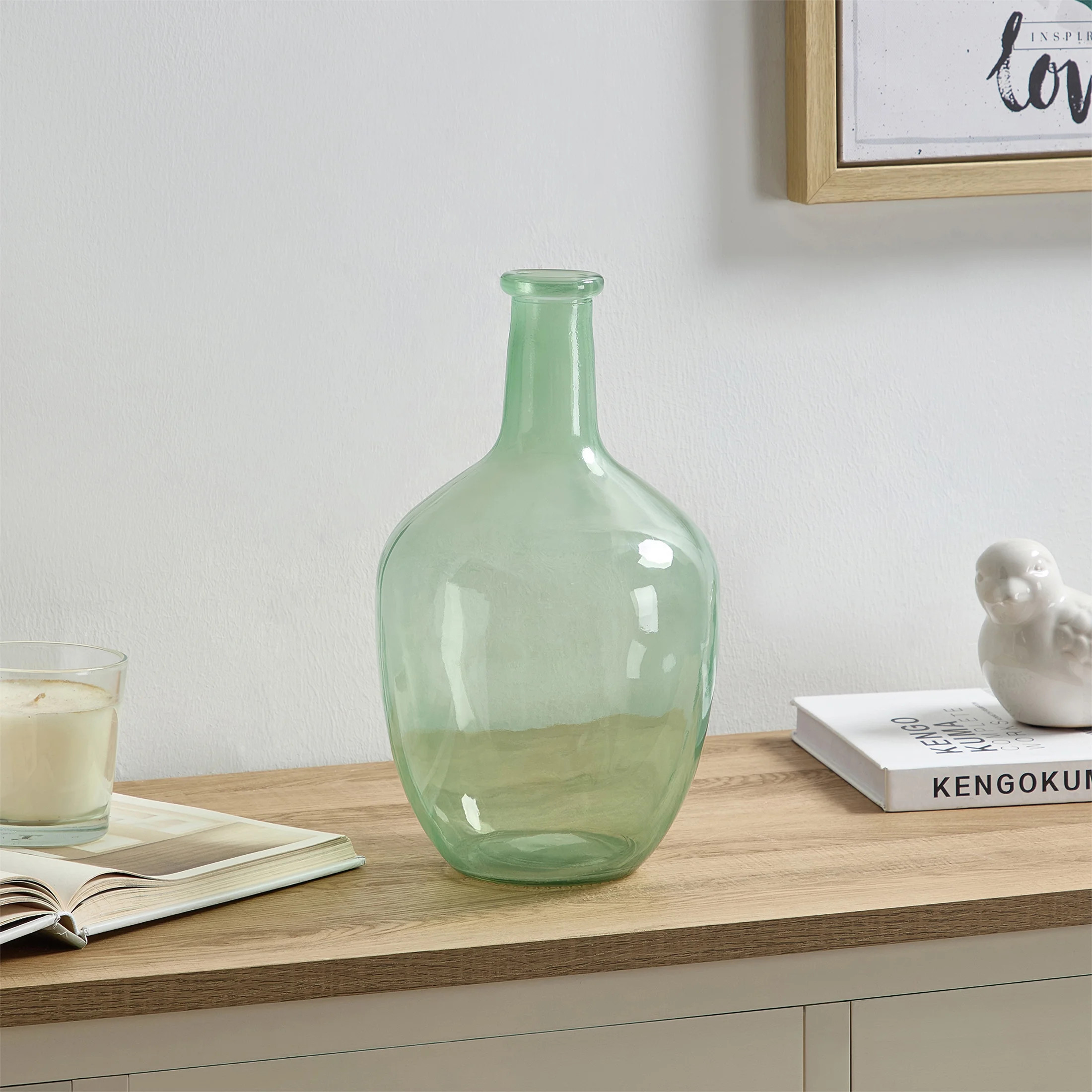Home Decor Collection 12'' Tinted Green Glass Bottleneck Vase | Walmart (US)