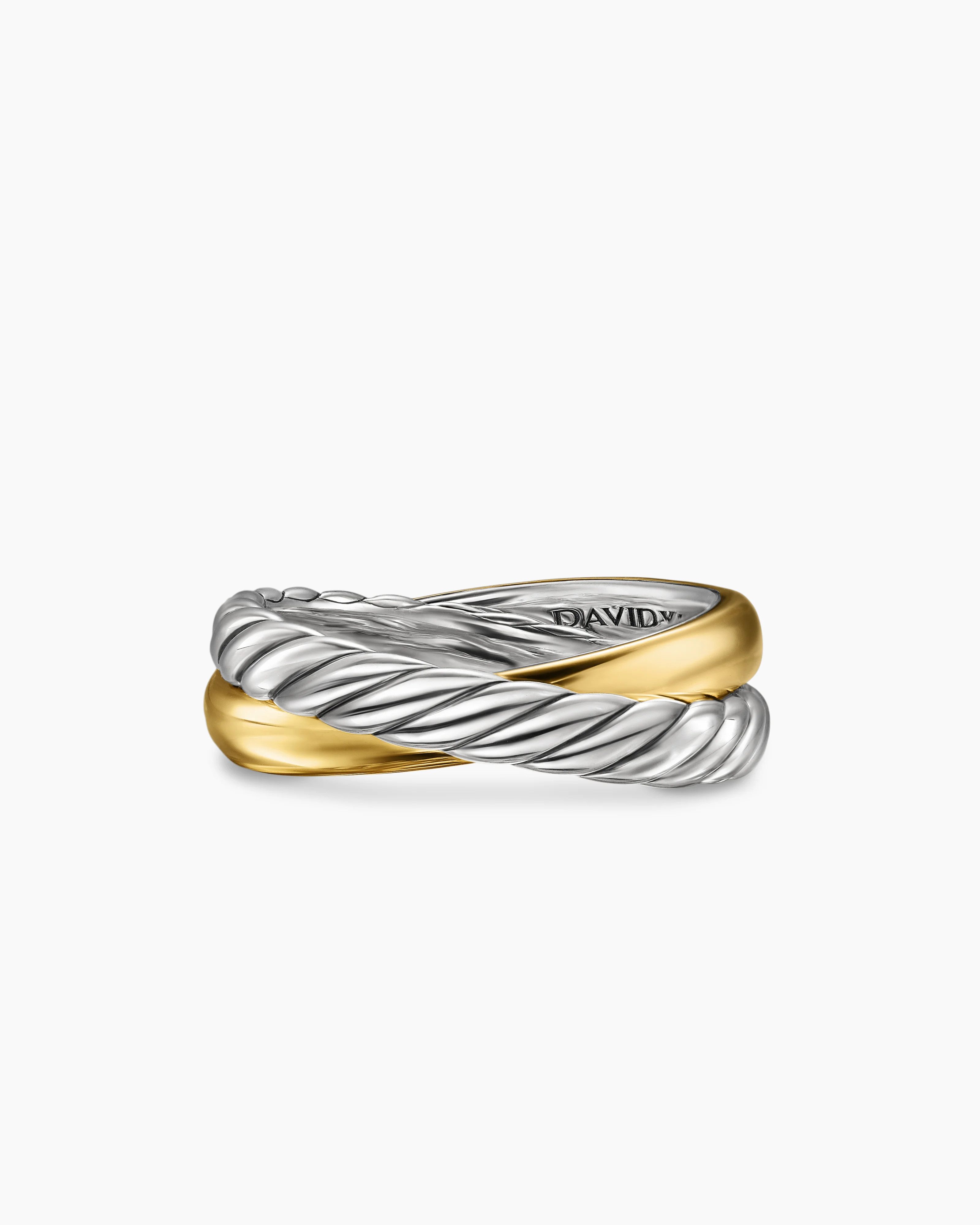 David Yurman | Crossover Two Row Rotating Ring in Sterling Silver with 14K Yellow Gold, 7mm | David Yurman