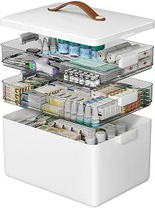CTIME 3-Tier Medicine Organizer - Portable Medicine Cabinet with Leather Handle, Empty First Aid ... | Amazon (US)