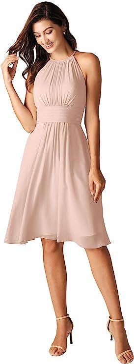 Alicepub Halter Chiffon Bridesmaid Dresses Short Formal Party Dress for Women | Amazon (US)