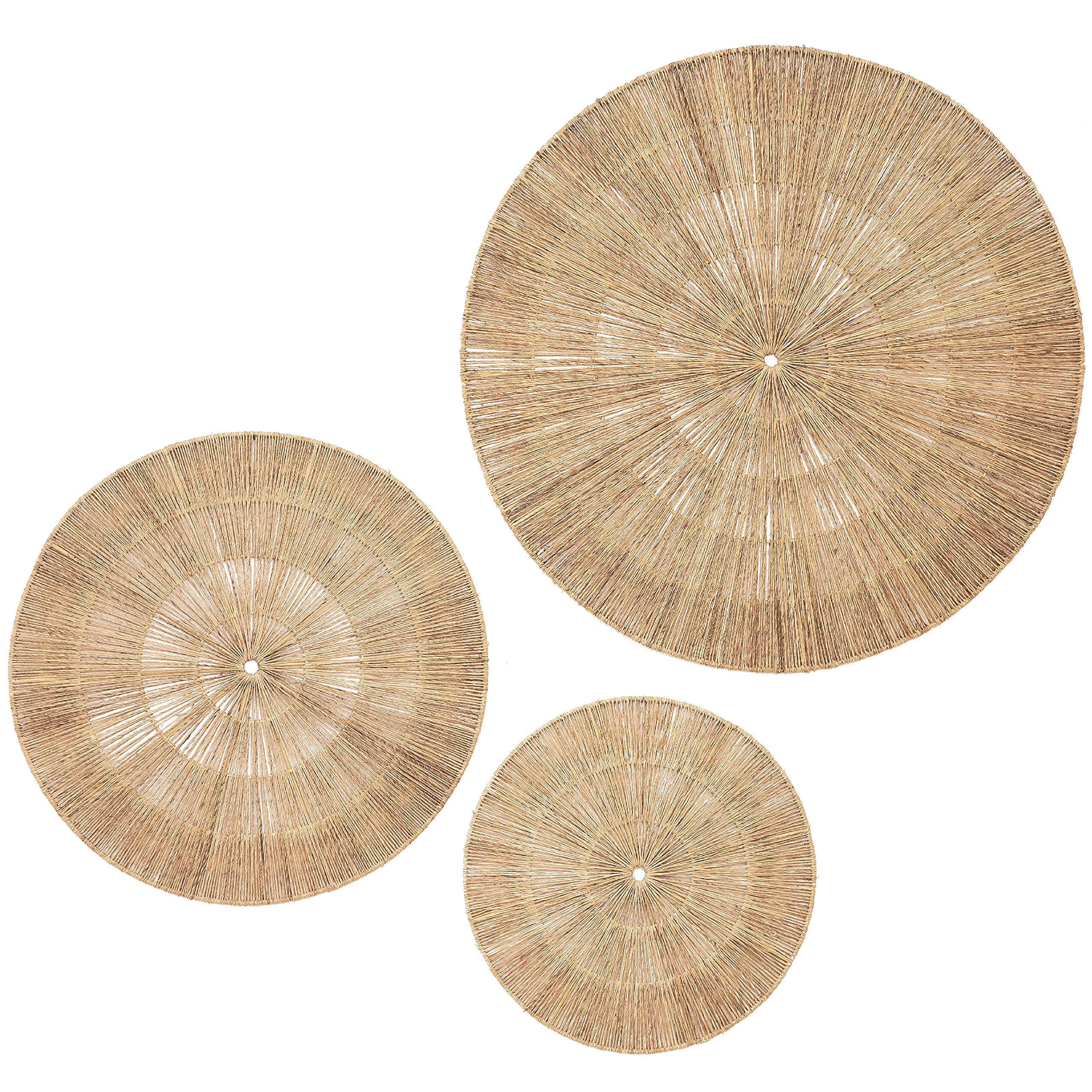 Artera Home Wicker Wall Decor- Set of 3 Oversized Woven Seagrass Wall Plaques, Unique Wall Art fo... | Amazon (US)