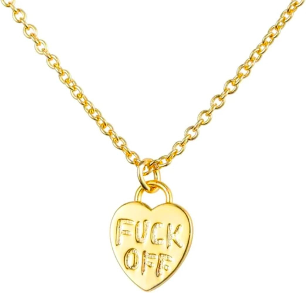 Bold 'F ck Off' Heart Pendant Necklace, Minimalistic Gift for Couples, Friends, BFFs Necklace, Fu... | Amazon (US)