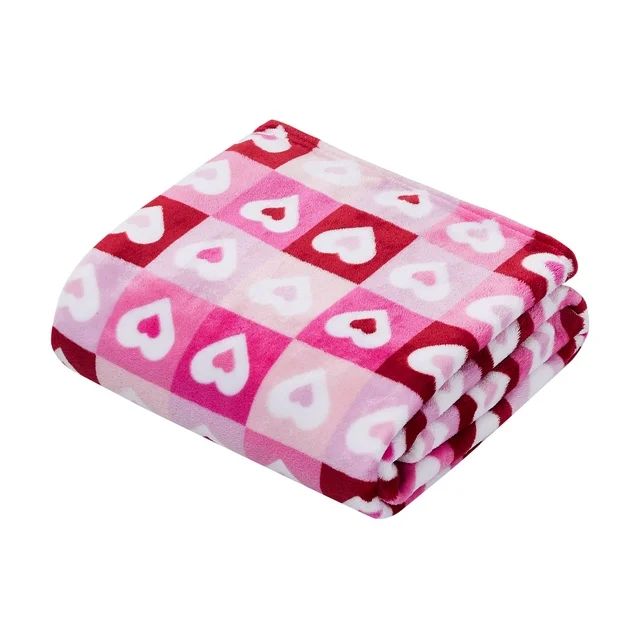 Way To Celebrate Valentine's Day Heart Grid Throw Blanket, Standard Throw | Walmart (US)
