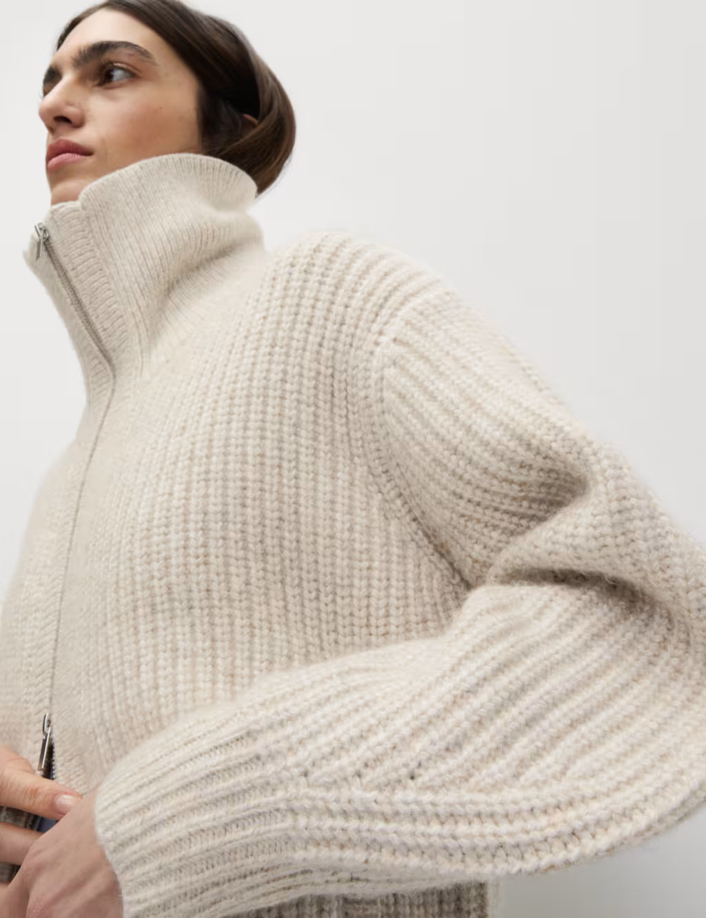 Cloud-Yarn Relaxed Collared Knitted Jacket | Marks & Spencer (UK)