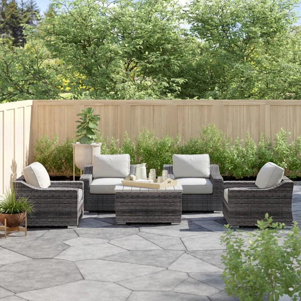 Dayse Wicker/Rattan 4 - Person Seating Group with Cushions | Wayfair North America